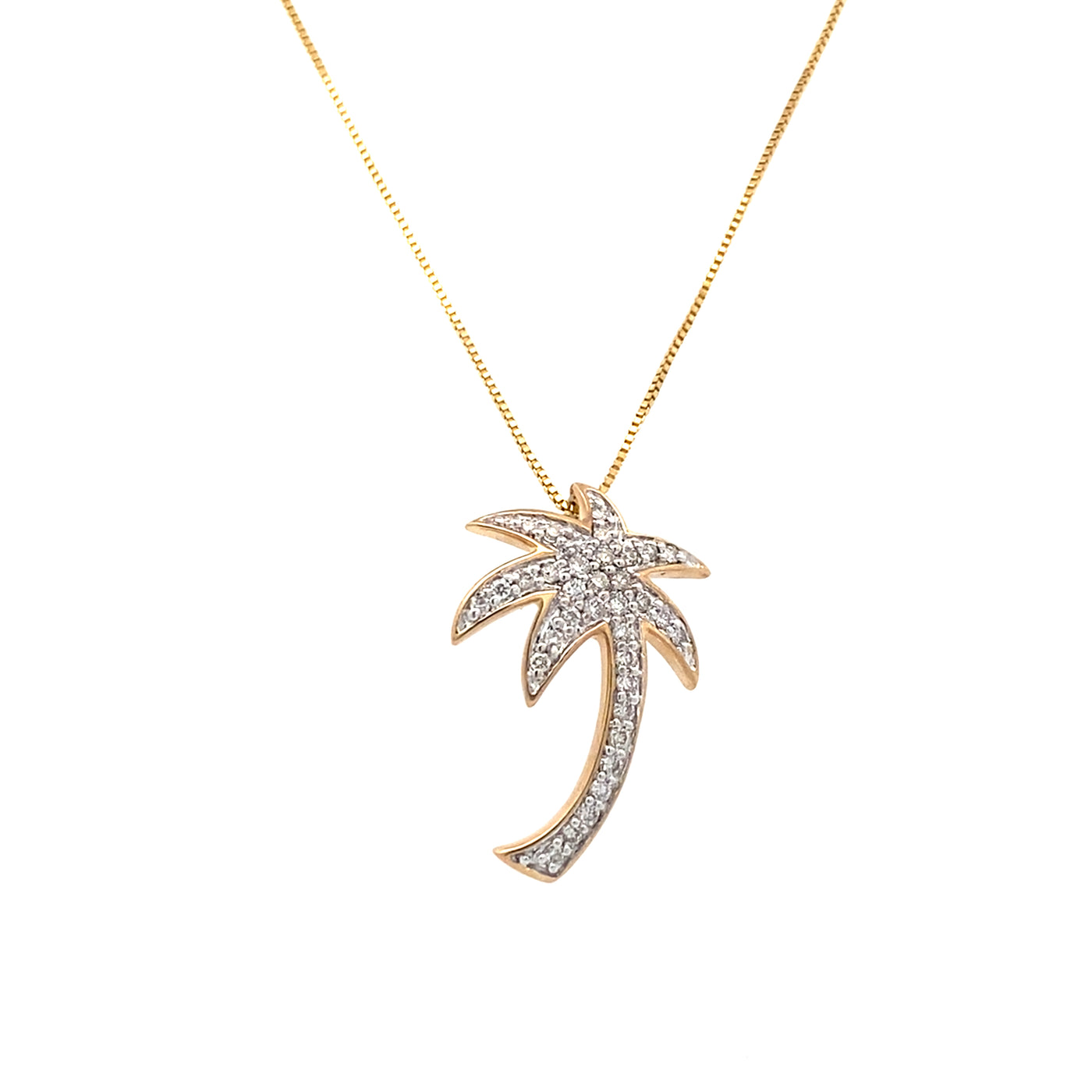 ESTATE Diamond Palm Tree Pendant in Yellow Gold