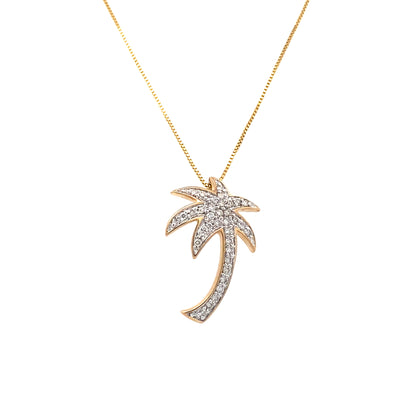 ESTATE Diamond Palm Tree Pendant in Yellow Gold