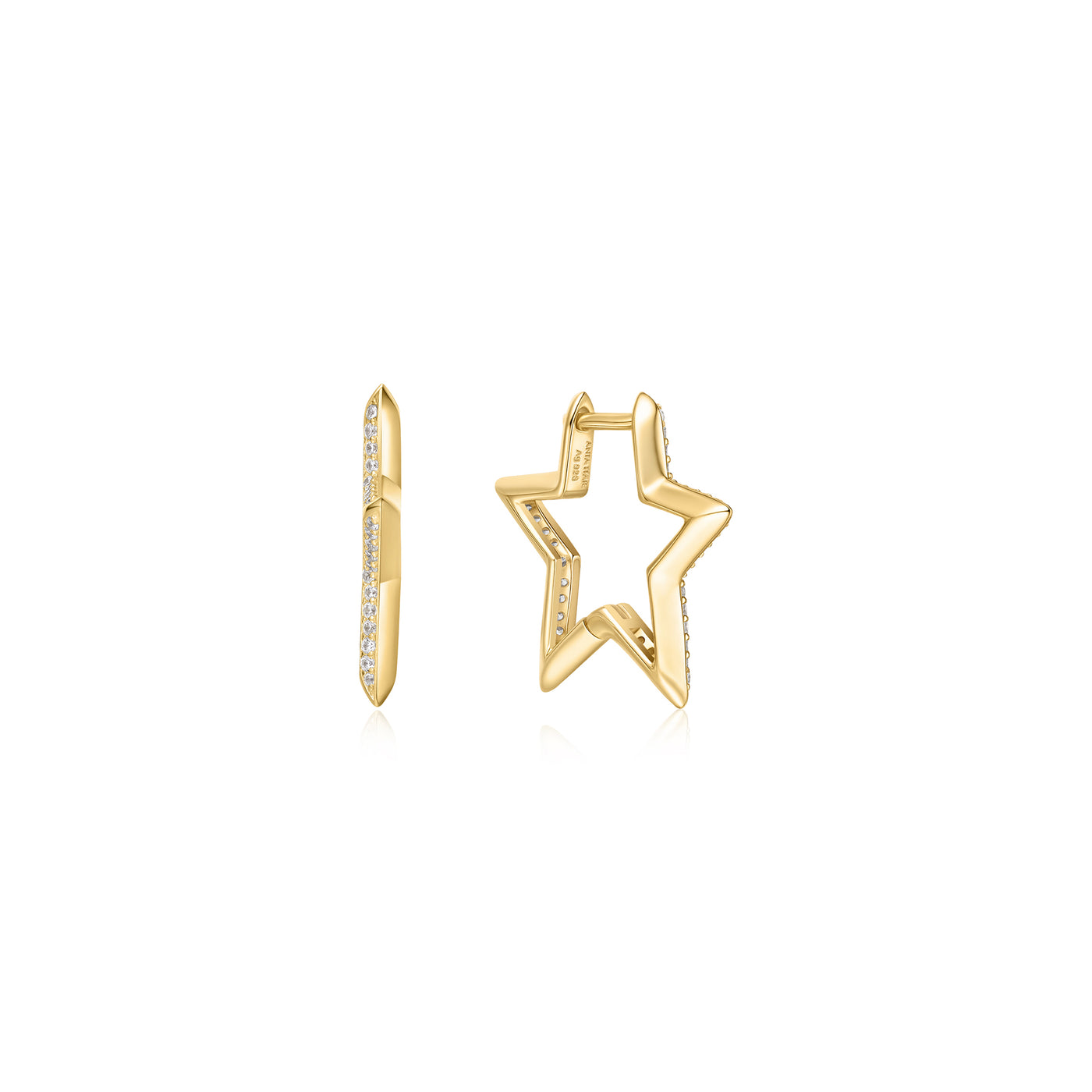 CZ Open Star Hoops in Yellow Gold by Ania Haie