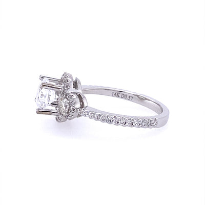 Round Diamond Halo Engagement Ring in White Gold