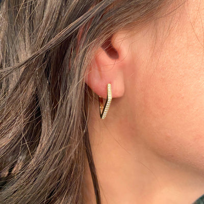 Diamond Geometric Earrings in Yellow Gold
