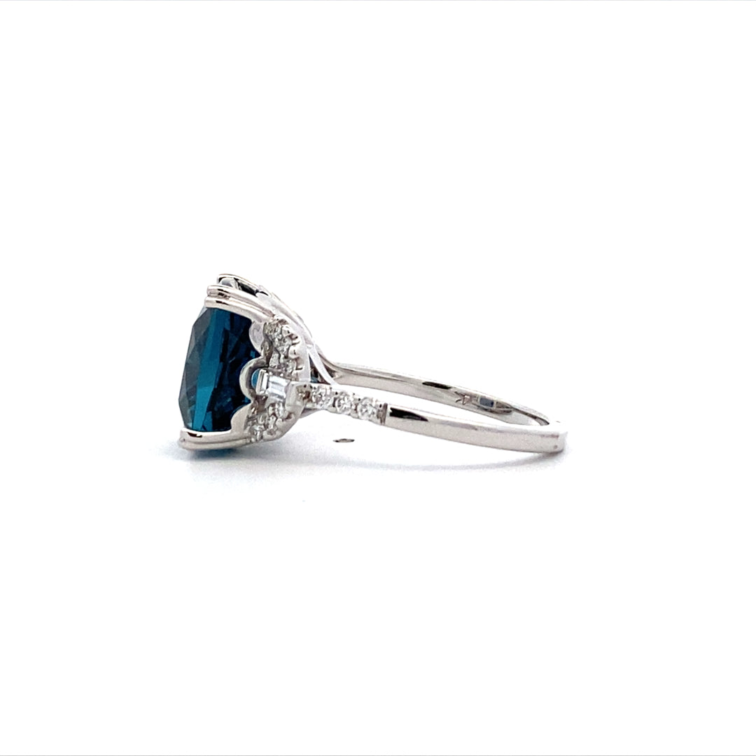 Allison Kaufman Co. 14 Karat Cushion Blue Topaz Gemstone Ring D5938