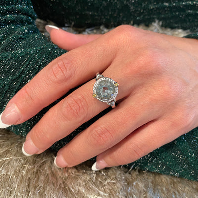 Green Amethyst Fashion Ring in Silver by Anatoli