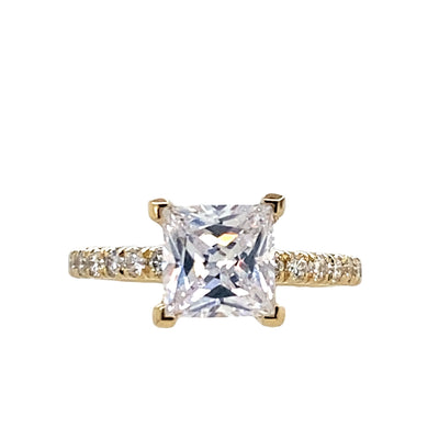 Princess Cut Side Stone Engagement Ring in Yellow Gold by Gabriel & Co.