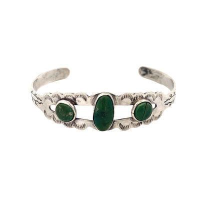 Estate Turquoise Cuff Bracelet in Sterling Silver, 7.1 dwt