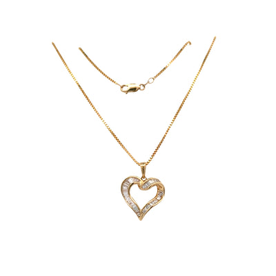 Estate 1.00CTW Diamond Heart Pendant in 14K Yellow Gold