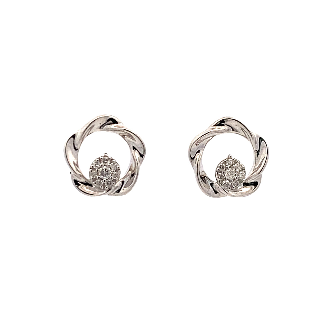 Diamond Bud Earrings in Silver