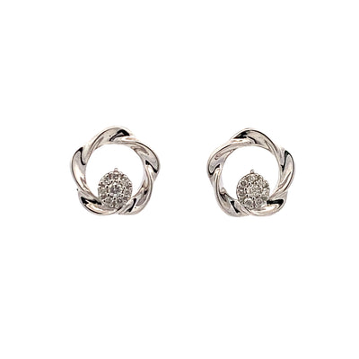 Diamond Bud Earrings in Silver