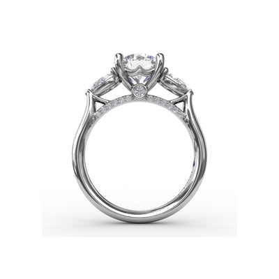 FANA 14 Karat Side Stones Round Shape Engagement Ring S3226/WG