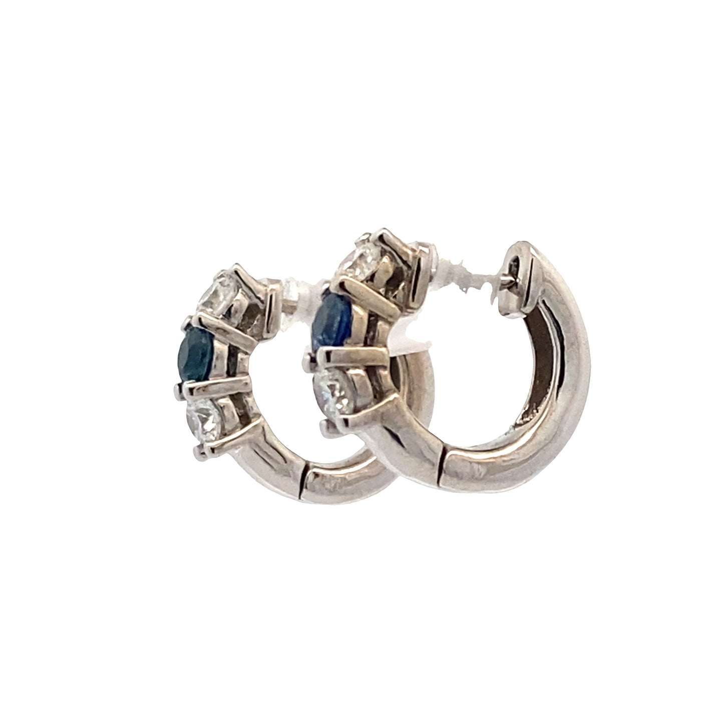 Sapphire and Diamond Huggies in White Gold by B&C