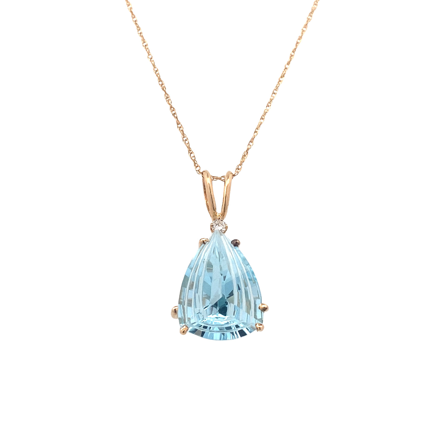 ESTATE Blue Topaz Pendant in Yellow Gold