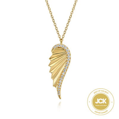Diamond Enhanced Wing Pendant in Yellow Gold by Gabriel & Co.