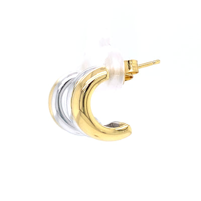 Duet Huggies in Two-Tone Gold by Ania Haie