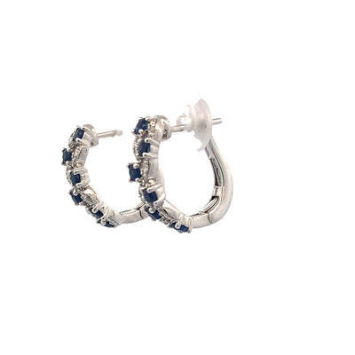 Sapphire and Diamond Huggies in White Gold by Fana