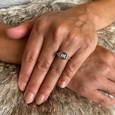 ESTATE Diamond Filigree Ring in White Gold