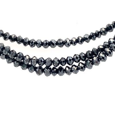 Black Diamond Faceted Bead Necklace in White Gold