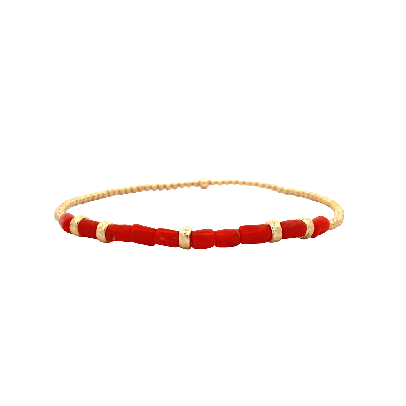 Stretch Coral Bracelet in Sterling Silver with Yellow Gold Plating