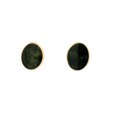 ESTATE Agate Stud Earrings in Yellow Gold