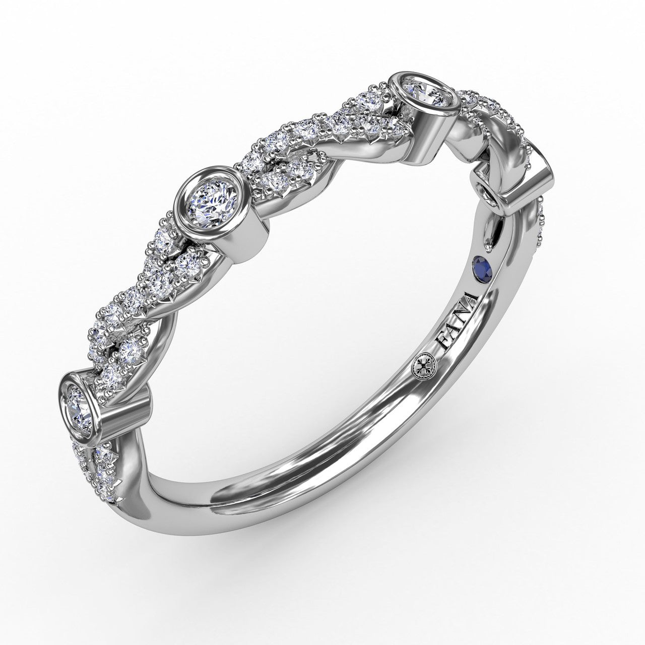 Patterned Diamond Band in White Gold by Fana