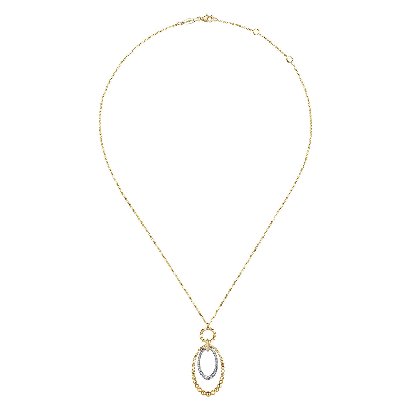 Diamond Oval Drop Pendant in Two-Tone Gold by Gabriel & Co.
