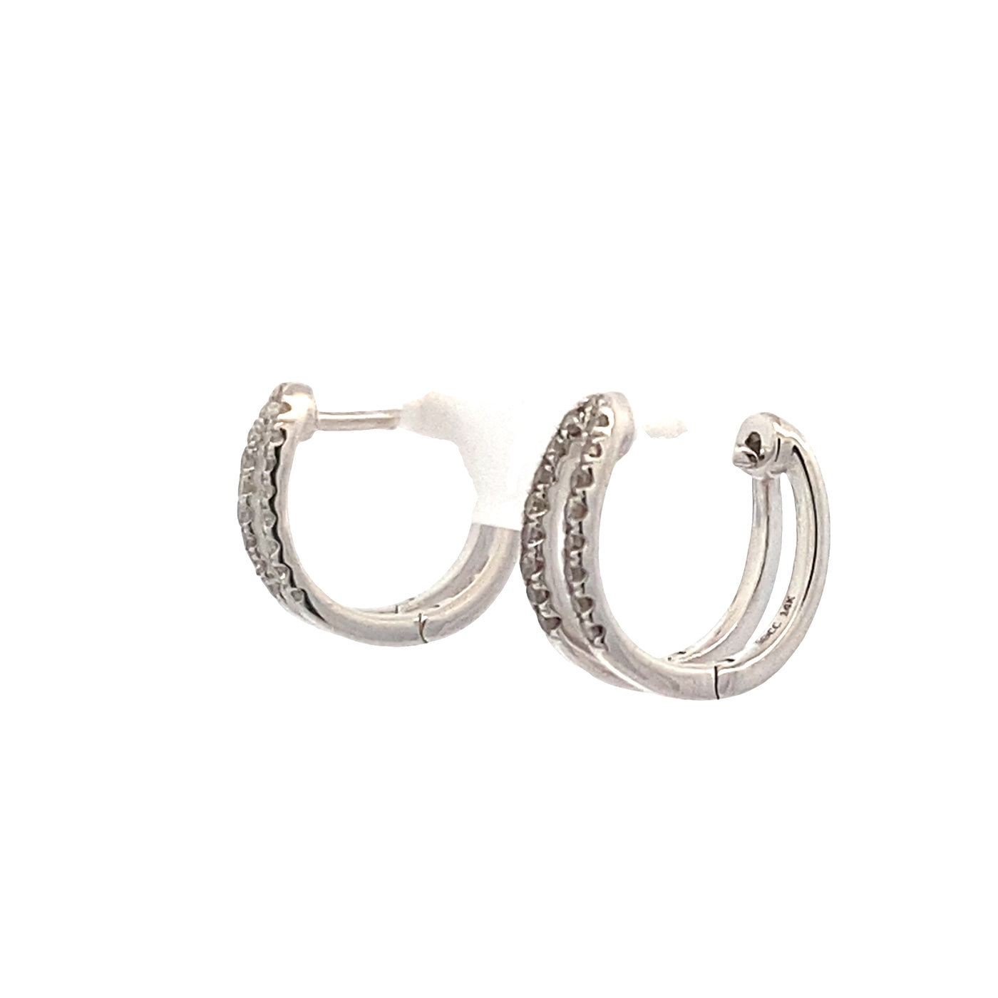 Diamond Huggie Earrings in White Gold