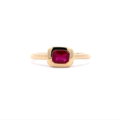 Emerald Cut Ruby Ring in Yellow Gold
