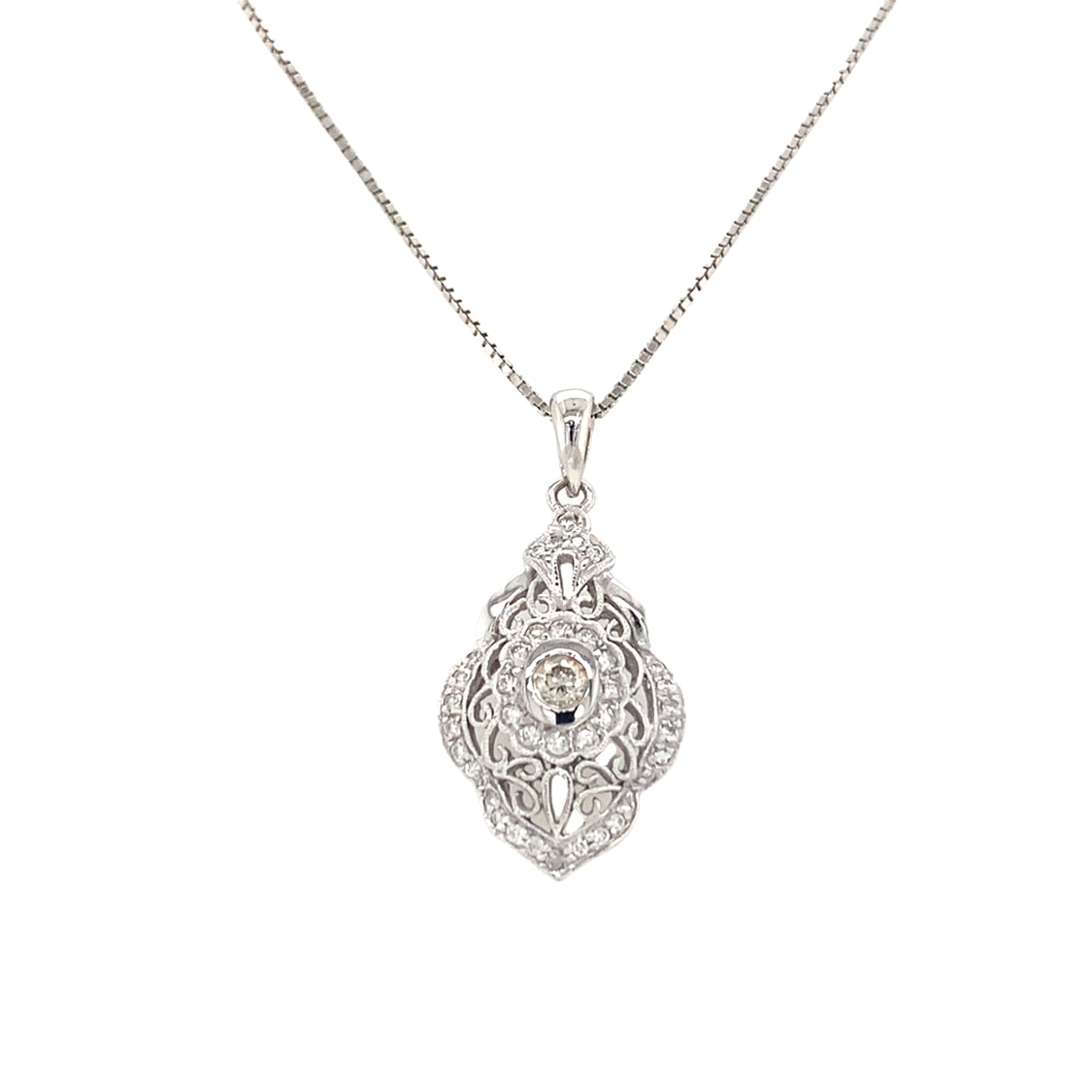 ESTATE Vintage Diamond Pendant in White Gold