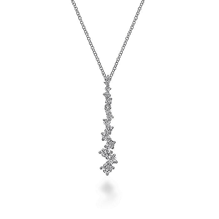 Diamond Linear Cluster Pendant in White Gold by Gabriel & Co.