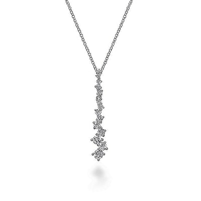 Diamond Linear Cluster Pendant in White Gold by Gabriel & Co.