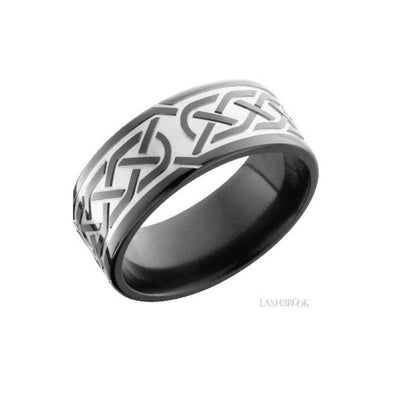 Lashbrook Black Zirconium Fancy 9mm Wedding Band Z9FCELTIC5