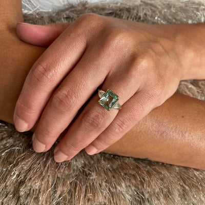 ESTATE Synthetic Green Spinel Ring in  Yellow Gold
