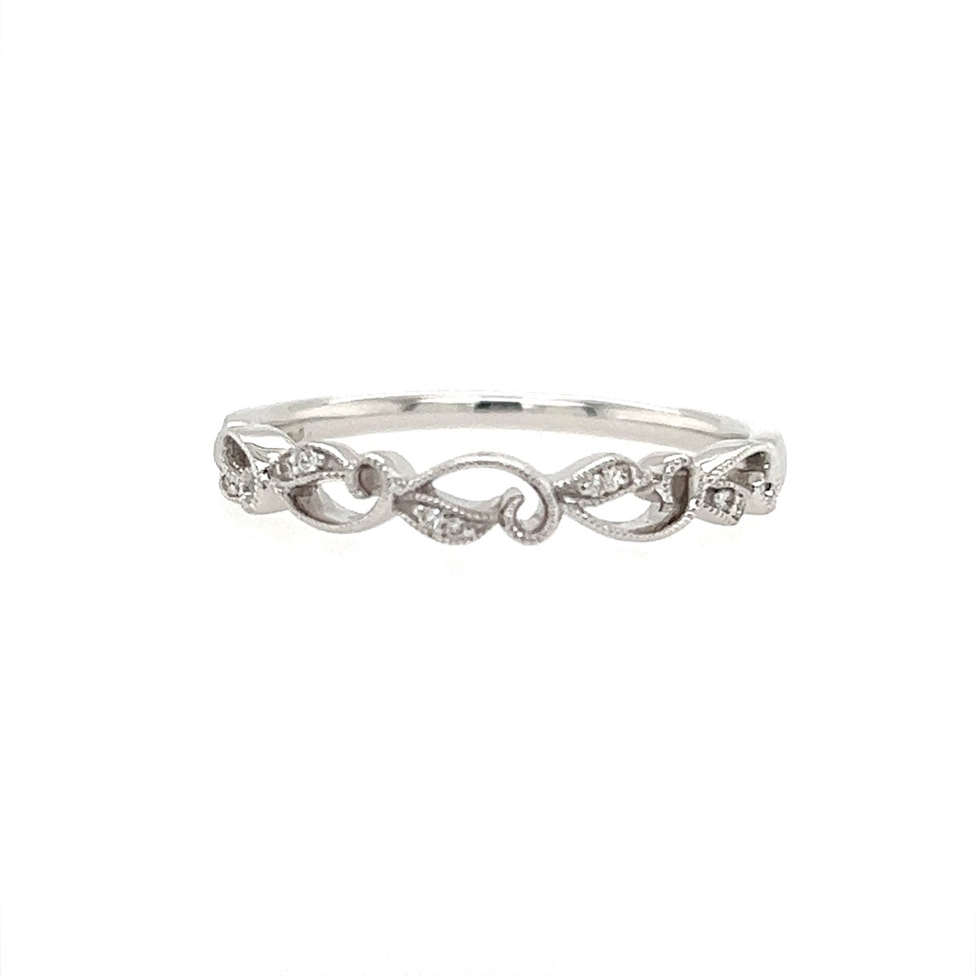 14K White Gold .03CTW Diamond Band, Size 7 by Allison Kaufman