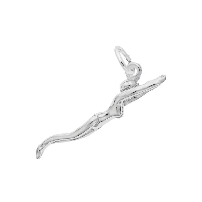 Female Swimmer  Charm in Silver