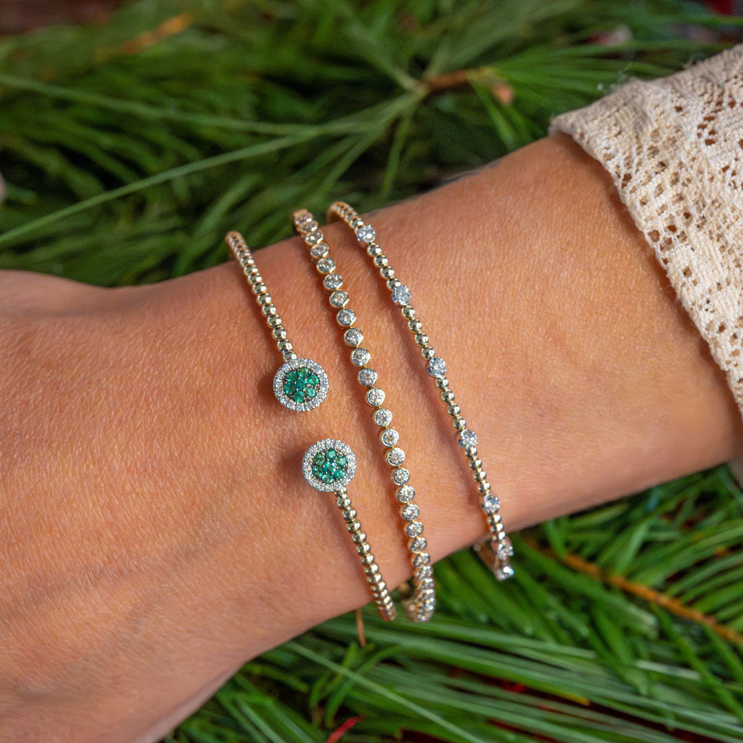 Emerald and Diamond Bujukan Bangle in Yellow Gold by Gabriel & Co.