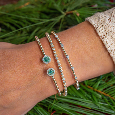 Emerald and Diamond Bujukan Bangle in Yellow Gold by Gabriel & Co.