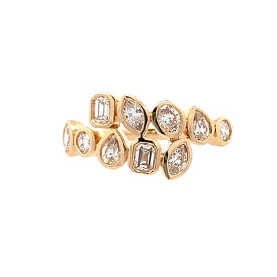 Multi-Shaped Diamond Crossover Ring in Yellow Gold