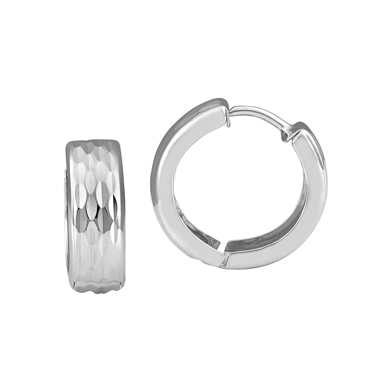 D/C Huggie Earrings in White Gold