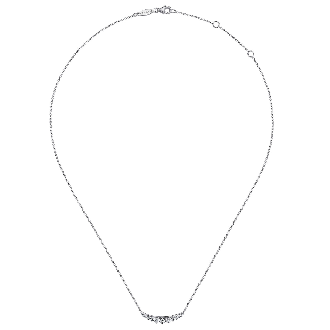 Diamond Curved Bar Necklace in WHite GOld by Gabriel & Co.