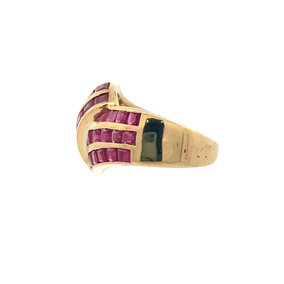 Estate Ruby & Diamond Band in 14K Yellow Gold