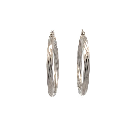 Large Twisted Hoops in Silver