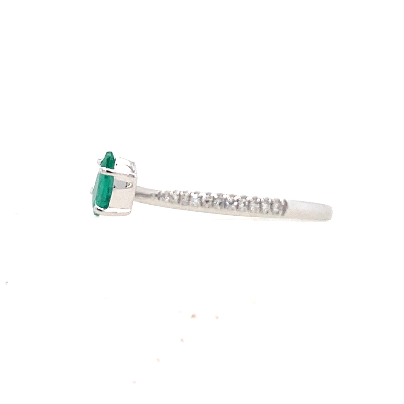 Emerald and Diamond Split Ring in White Gold