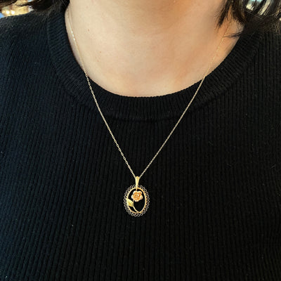 ESTATE  Kementz Rose Pendant in Two-Tone Gold