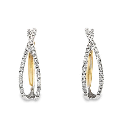 Diamond Hoop Earrings in Two-Tone Gold