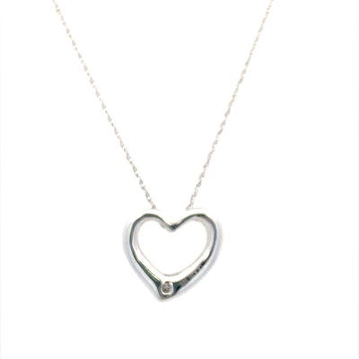 Diamond Heart Pendant in Silver