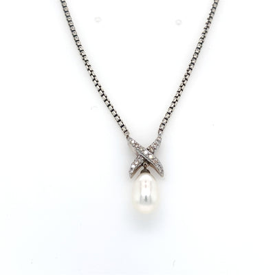 Estate David Yurman FW Pearl and Diamond Necklace in Silver