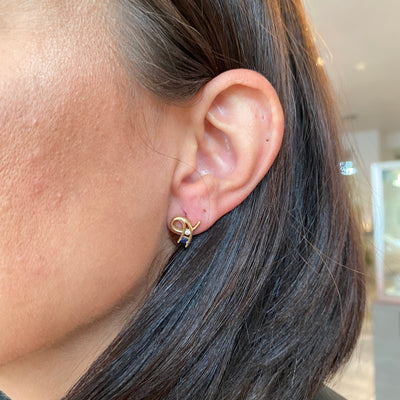ESTATE Sapphire and Diamond Studs in Yellow Gold