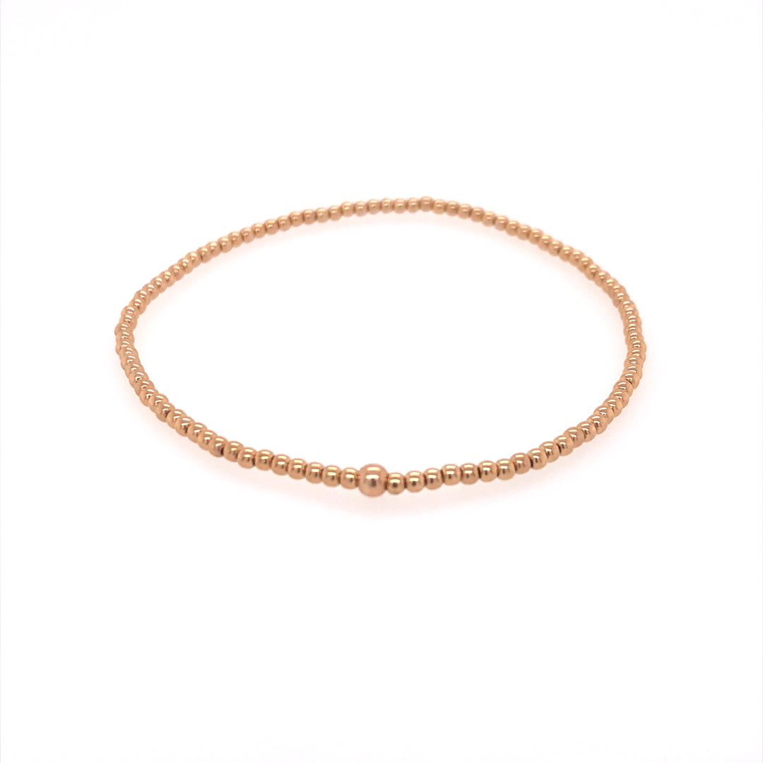 Karen Lazar Stretch 2mm Rose Gold FIlled Beaded Bracelet Size 6.75