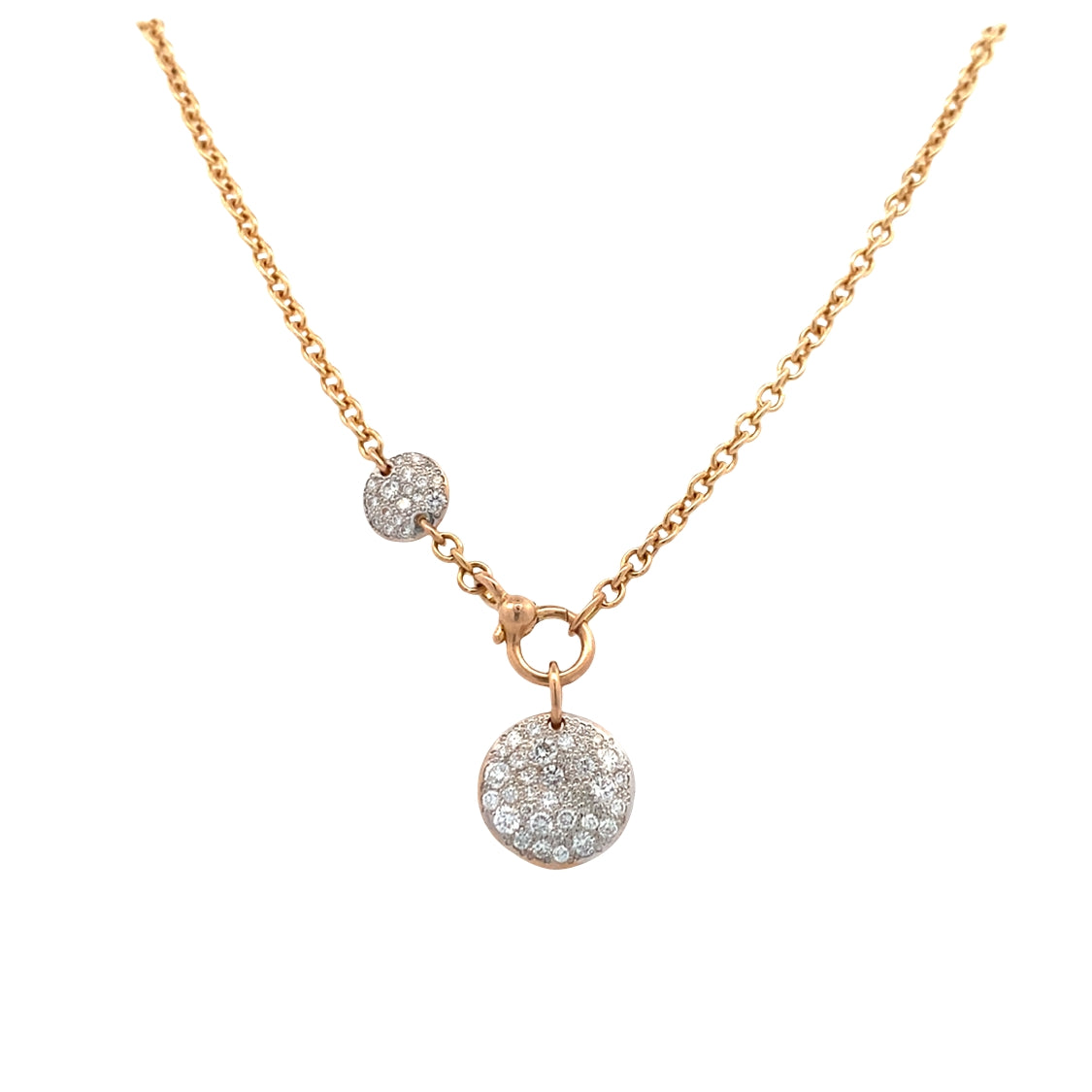 Estate Pomellato 18K Diamond Disc Necklace in Yellow Gold