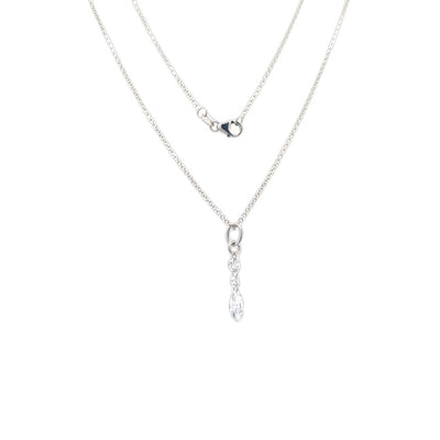 LAB -Created 3 Stone Suspension Pendant in White Gold