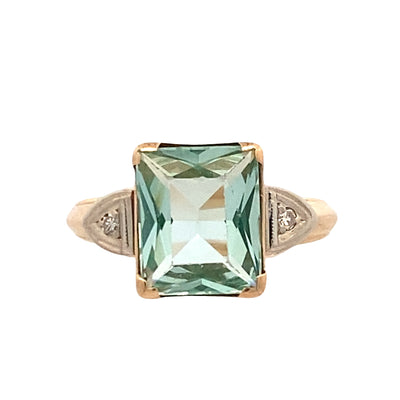 ESTATE Synthetic Green Spinel Ring in  Yellow Gold